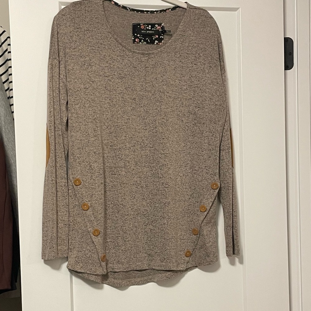 Blu Pepper size L elbow patch long sleeve shirt